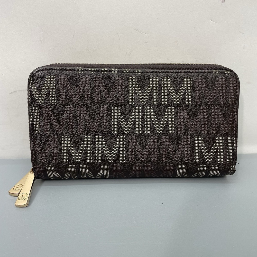 MKF Collection Danielle Milan M Signature Wallet Mia K Double Zip Brown